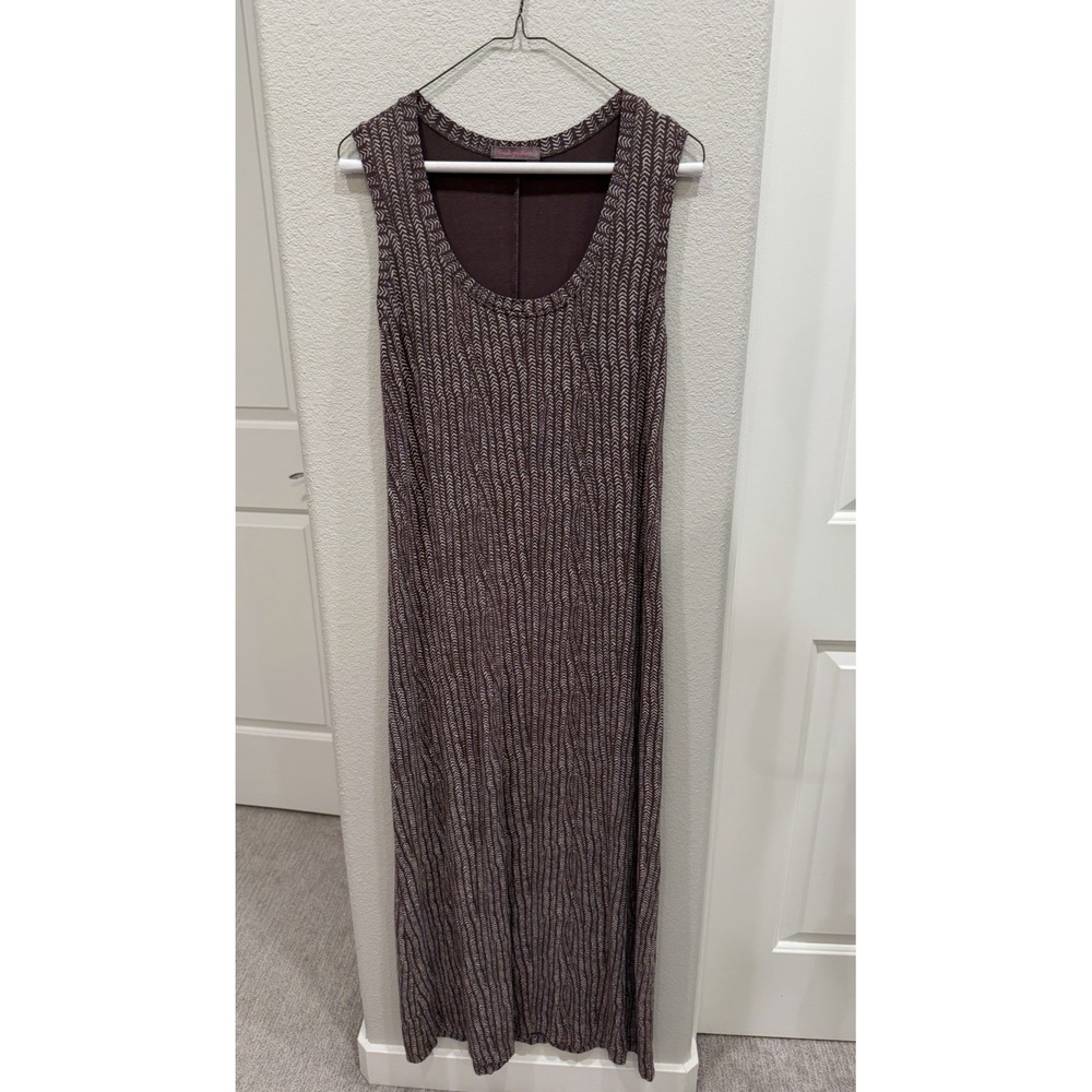 Fresh Produce Brown Rayon-Blend Sleeveless Maxi Tank Dress Lagenlook USA